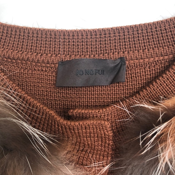 Jo No Fui Brown Wool Sweater Coat with Fox Fur - Picture 5 of 9